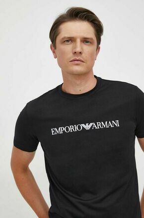 Bombažna kratka majica Emporio Armani mornarsko modra barva - črna. Kratka majica iz kolekcije Emporio Armani. Model izdelan iz tanke