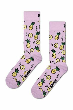 Nogavice Happy Socks Pineapple Sock vijolična barva - vijolična. Nogavice iz kolekcije Happy Socks. Model izdelan iz elastičnega