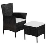vidaXL Zunanji jedilni stol s stolčkom črn in kremno bel