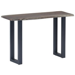 Konzolna mizica trden akacijev les in železo 115x35x76 cm siva