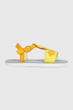 Otroški usnjeni sandali Camper rumena barva - rumena. Otroški sandali iz kolekcije Camper. Model izdelan iz naravnega usnja. Lahek in udoben model