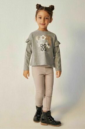 Otroške hlače Mayoral bež barva - bež. Otroški hlače iz kolekcije Mayoral. Model izdelan iz tkanine. Model iz izjemno udobne tkanine z visoko vsebnostjo bombaža.