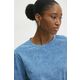 Kratka majica Answear Lab ženski - modra. Kratka majica iz kolekcije Answear Lab, izdelana iz vzorčaste pletenine. Model iz izjemno udobne tkanine z visoko vsebnostjo bombaža.