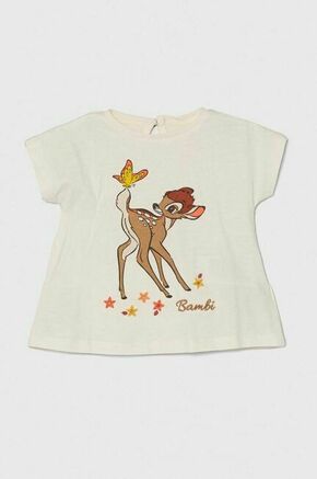 Otroška bombažna majica zippy x Disney bež barva - bež. Kratka majica za dojenčka iz kolekcije zippy. Model izdelan iz pletenine z nalepko.