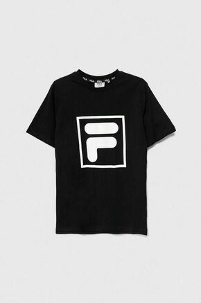 Otroška bombažna kratka majica Fila LEIENKAUL črna barva - črna. Otroška kratka majica iz kolekcije Fila