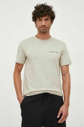 Bombažna kratka majica Calvin Klein Jeans bež barva - bež. Kratka majica iz kolekcije Calvin Klein Jeans