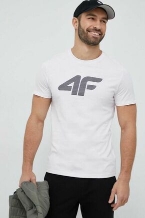 Bombažna kratka majica 4F bela barva - bela. Kratka majica iz kolekcije 4F. Model izdelan iz tanke