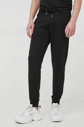BOSS bombažne hlače - črna. Hlače iz zbirke BOSS. Model narejen iz rahlo elastična tkanina.