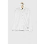 Otroška bombažna srajca Tommy Hilfiger bela barva - bela. Otroški srajca iz kolekcije Tommy Hilfiger, izdelana iz elastične pletenine. Model iz izjemno udobne bombažne tkanine.