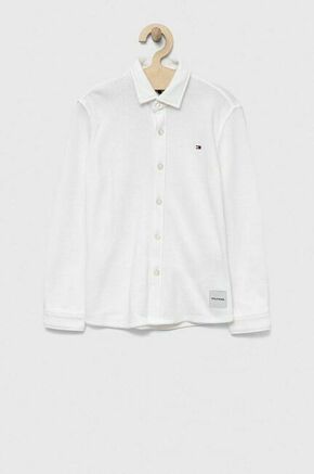 Otroška bombažna srajca Tommy Hilfiger bela barva - bela. Otroški srajca iz kolekcije Tommy Hilfiger