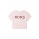 Michael Kors bombažna otroška majica - roza. T-shirt otrocih iz zbirke Michael Kors. Model narejen iz tanka, rahlo elastična tkanina.