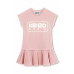 Otroška bombažna obleka Kenzo Kids roza barva - roza. Otroški Casual obleka iz kolekcije Kenzo Kids. Model izdelan iz tanke, elastične pletenine. Model iz zračne bombažne tkanine.
