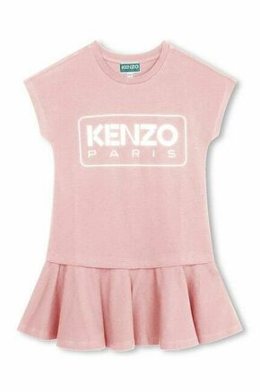 Otroška bombažna obleka Kenzo Kids roza barva - roza. Otroški Casual obleka iz kolekcije Kenzo Kids. Model izdelan iz tanke