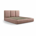 Svetlo rožnata oblazinjena zakonska postelja s prostorom za shranjevanje z letvenim dnom 160x200 cm Brody – Mazzini Beds