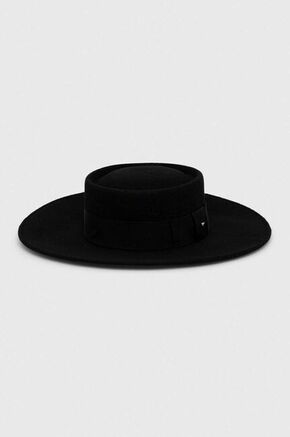 Volnen klobuk Weekend Max Mara črna barva - črna. Klobuk iz kolekcije Weekend Max Mara. Model s širokim robom