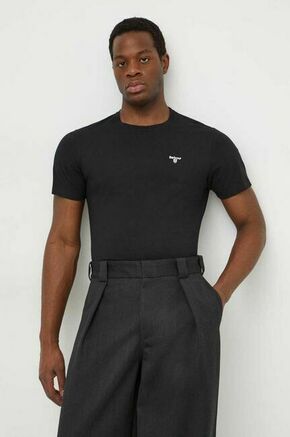 Bombažna kratka majica Barbour črna barva - črna. Kratka majica iz kolekcije Barbour