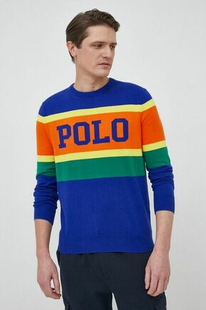 Bombažen pulover Polo Ralph Lauren moški - pisana. Pulover iz kolekcije Polo Ralph Lauren. Model z okroglim izrezom