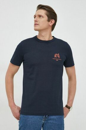 Bombažna kratka majica Selected Homme mornarsko modra barva - mornarsko modra. Lahkotna kratka majica iz kolekcije Selected Homme. Model izdelan iz tanke