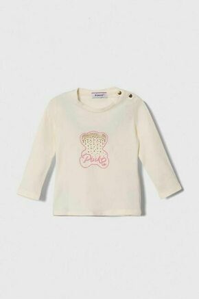 Majica z dolgimi rokavi za dojenčka Pinko Up bež barva - bež. Majica z dolgimi rokavi za dojenčka iz kolekcije Pinko Up. Model izdelan iz pletenine. Izjemno udobna tkanina z visoko vsebnostjo bombaža.