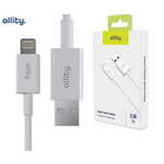 Allity AUC-03 kabel, USB-A na Lightning, 60W, 2.4A, 1m, univerzalni, TPU/TPE, +Velcro trak, bel