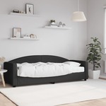 shumee Dnevna postelja z vzmetnico črna 80x200 cm blago