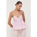Top Custommade - roza. Top iz kolekcije Custommade, izdelana iz tkanine z vzorcem. Model iz mehke in zračne tkanine je idealen za toplejše letne čase.