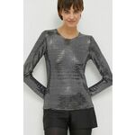 Majica Sisley ženska, srebrna barva - srebrna. Bluza iz kolekcije Sisley, izdelana iz tanke, elastične pletenine. Izrazita, bleščeča tkanina s kovinsko nitjo.