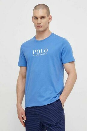 Bombažen pižama t-shirt Polo Ralph Lauren - modra. Pižama majica iz kolekcije Polo Ralph Lauren. Model izdelan iz elastične pletenine. Izjemno udobna tkanina z visoko vsebnostjo bombaža.