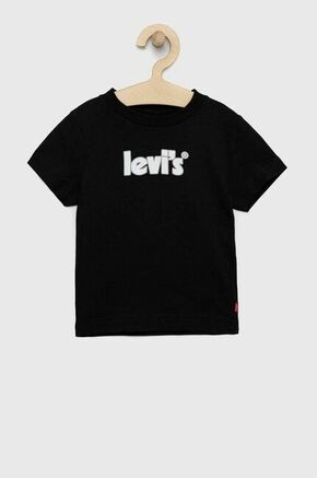 Otroška bombažna kratka majica Levi's črna barva - črna. Otroški kratka majica iz kolekcije Levi's. Model izdelan iz pletenine s potiskom.