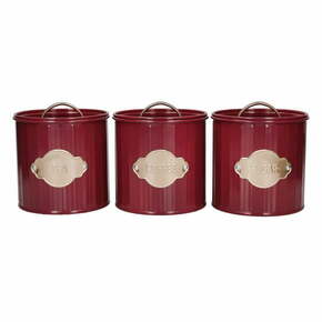 Rdeče kovinske pločevinke za hrano v kompletu 3 kos - Kitchen Craft