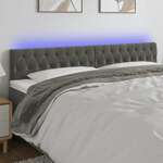Greatstore LED posteljno vzglavje temno sivo 200x7x78/88 cm žamet