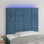 Vidaxl LED posteljno vzglavje temno modro 90x5x118/128 cm žamet