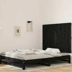 vidaXL Stensko posteljno vzglavje črno 127,5x3x90 cm trdna borovina