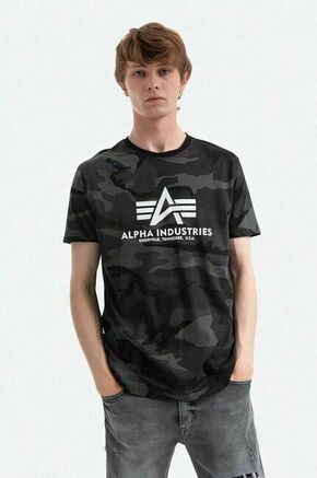 Bombažna kratka majica Alpha Industries zelena barva - črna. Kratka majica iz kolekcije Alpha Industries