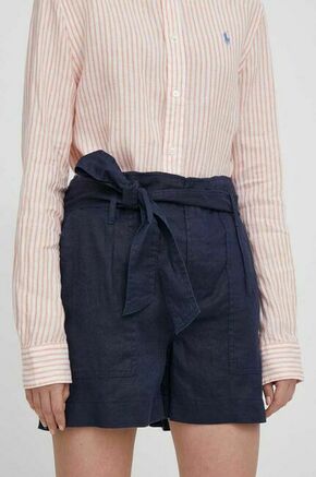 Lanene kratke hlače Lauren Ralph Lauren mornarsko modra barva - mornarsko modra. Kratke hlače iz kolekcije Lauren Ralph Lauren. Model izdelan iz enobarvnega materiala. Izjemno udoben