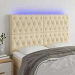 Greatstore LED posteljno vzglavje krem 144x7x118/128 cm blago