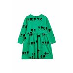 Otroška obleka Mini Rodini zelena barva - zelena. Otroški obleka iz kolekcije Mini Rodini. Nabran model, izdelan iz vzorčaste pletenine.