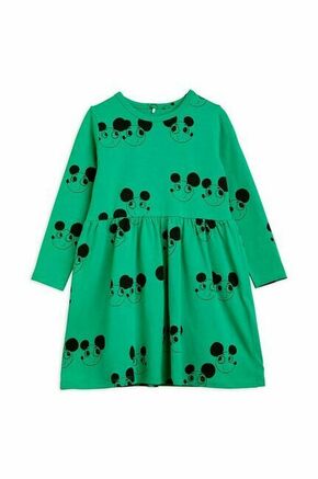 Otroška obleka Mini Rodini zelena barva - zelena. Otroški obleka iz kolekcije Mini Rodini. Nabran model
