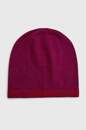 Volnena kapa Moschino vijolična barva - vijolična. Kapa iz kolekcije Moschino. Model izdelan iz vzorčaste pletenine.