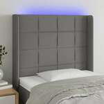 vidaXL LED posteljno vzglavje temno sivo 93x16x118/128 cm blago