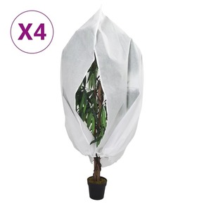 Vidaxl Koprena za rastline iz flisa z zadrgo 4 kosi 70 g/m² 2