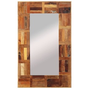 Greatstore Stensko ogledalo v okvirju iz recikliranega masivnega lesa