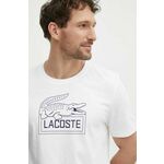 Kratka majica Lacoste moški, bež barva - bež. Kratka majica iz kolekcije Lacoste, izdelana iz tanke, elastične pletenine. Model iz izjemno udobne tkanine z visoko vsebnostjo bombaža.