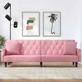Shumee Raztegljiv kavč z naslonjali za roke roza žamet