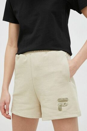 Bombažne kratke hlače Fila bež barva - bež. Kratke hlače iz kolekcije Fila. Model izdelan iz pletenine.