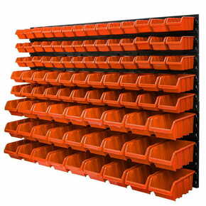 Botle Viseča plošča za orodje 115 x 78 cm z 91 kos Škatla stenskih Oranžna škatle Sistem za shranjevanje