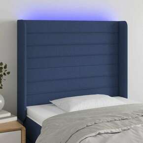 VidaXL LED posteljno vzglavje modro 103x16x118/128 cm blago
