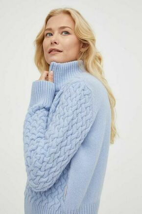 Volnen pulover G-Star Raw ženski - modra. Pulover iz kolekcije G-Star Raw. Model izdelan iz enobarvne pletenine. Visoka vsebnost volne zagotavlja zaščito pred mrazom