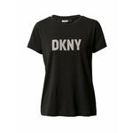 Kratka majica Dkny ženski, črna barva - črna. Kratka majica iz kolekcije Dkny, izdelana iz pletenine s potiskom. Model iz izjemno udobne tkanine z visoko vsebnostjo bombaža.