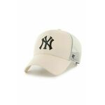 Kapa 47brand Mlb New York Yankees bež barva - bež. Kapa s šiltom vrste baseball iz kolekcije 47brand. Model izdelan iz enobarvnega materiala z vstavki.